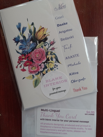 Stephanie Hoover Art Multi-Lingual Thank You Card